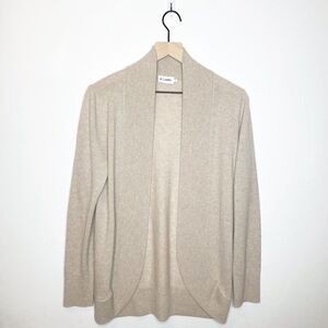 R LABEL Knitted Wool Cashmere Open Front Cardigan Sweater Beige Women's S